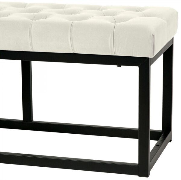 Lavice Polson - samet, černá 150 cm - Krémová