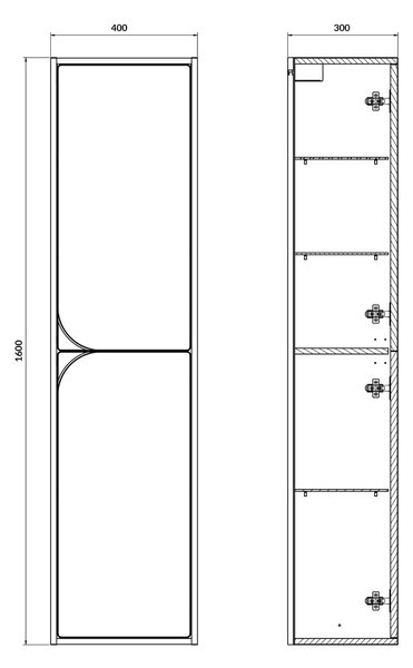 Cersanit Crea II skříňka 40x30x160 cm boční závěsná bílá S1058–017