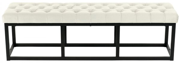 Lavice Polson - samet, černá 150 cm - Krémová