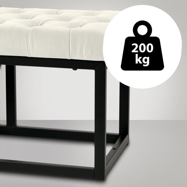 Lavice Polson - samet, černá 150 cm - Krémová