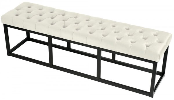 Lavice Polson - samet, černá 150 cm - Krémová
