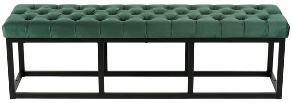 Lavice Polson - samet, černá 150 cm - Zelená
