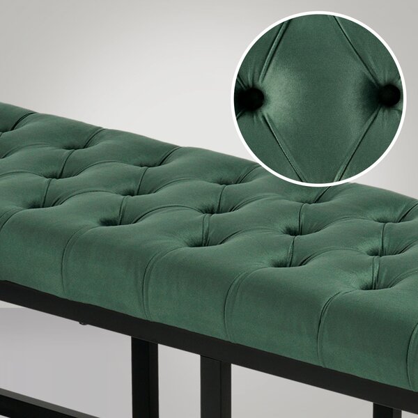 Lavice Polson - samet, černá 150 cm - Zelená
