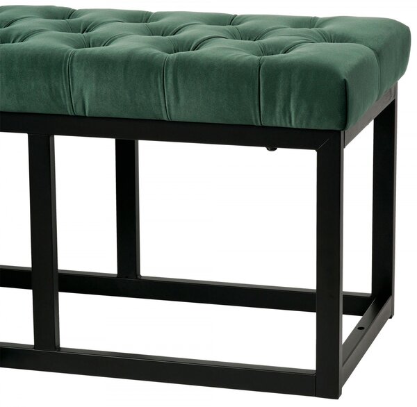 Lavice Polson - samet, černá 120 cm - Zelená