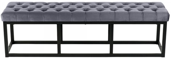 Lavice Polson - samet, černá 150 cm - Šedá