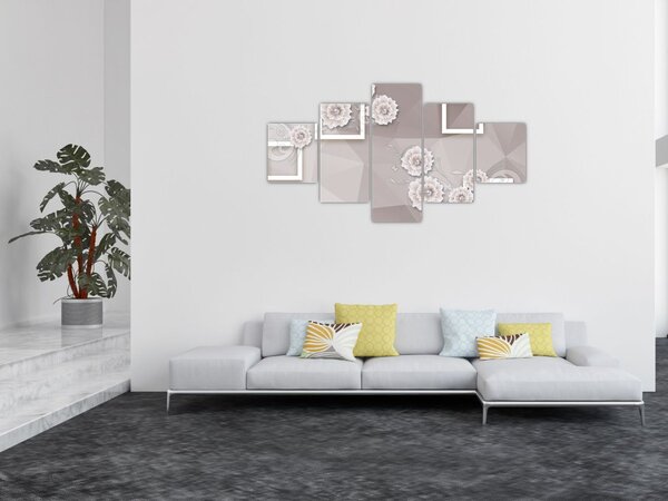 Obraz s béžovými květy (125x70 cm)