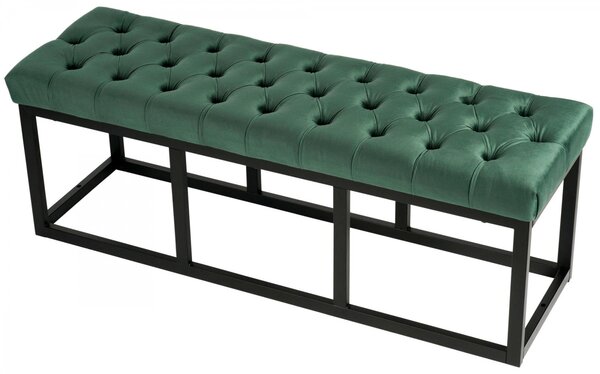 Lavice Polson - samet, černá 120 cm - Zelená