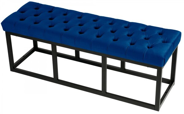 Lavice Polson - samet, černá 120 cm - Modrá