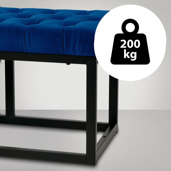 Lavice Polson - samet, černá 150 cm - Modrá