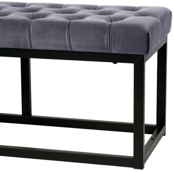 Lavice Polson - samet, černá 150 cm - Šedá