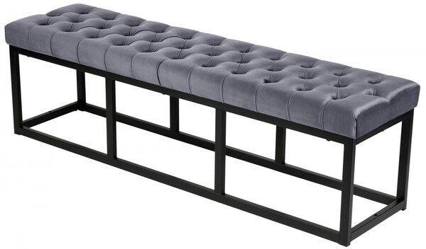 Lavice Polson - samet, černá 150 cm - Šedá