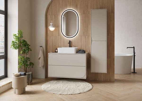 Cersanit Crea II zrcadlo 50x80 cm oválný s osvětlením s vyhřívací podložkou černá S1058–034