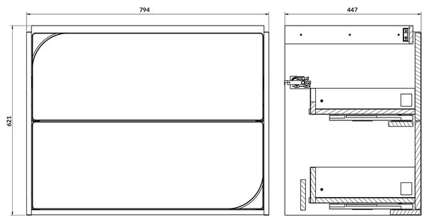 Cersanit Crea II skříňka 79.4x44.7x62.1 cm pod umyvadlo závěsná bílá S1058–021