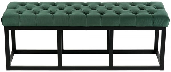 Lavice Polson - samet, černá 120 cm - Zelená