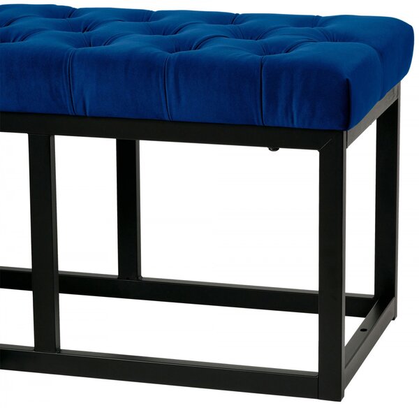 Lavice Polson - samet, černá 120 cm - Modrá