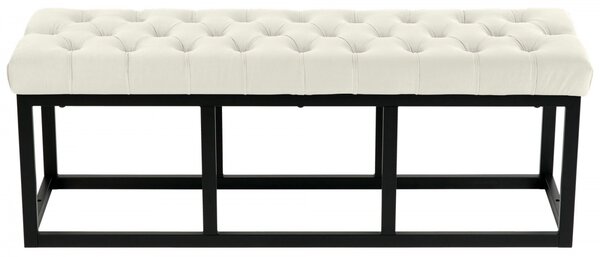 Lavice Polson - samet, černá 120 cm - Krémová