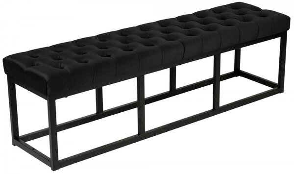 Lavice Polson - samet, černá 150 cm - Černá