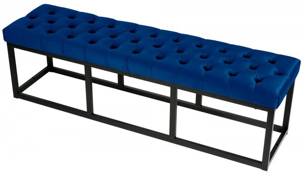 Lavice Polson - samet, černá 150 cm - Modrá
