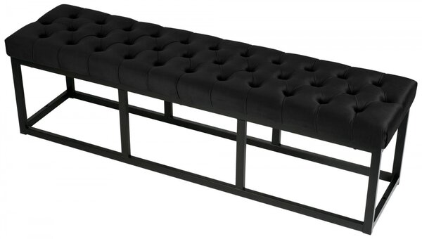 Lavice Polson - samet, černá 150 cm - Černá