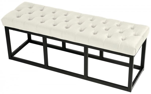 Lavice Polson - samet, černá 120 cm - Krémová