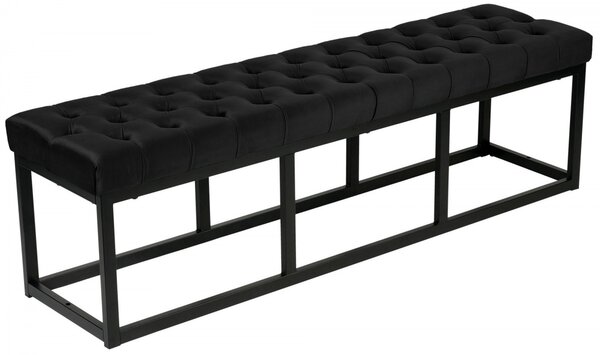 Lavice Polson - samet, černá 150 cm - Černá