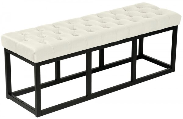Lavice Polson - samet, černá 120 cm - Krémová