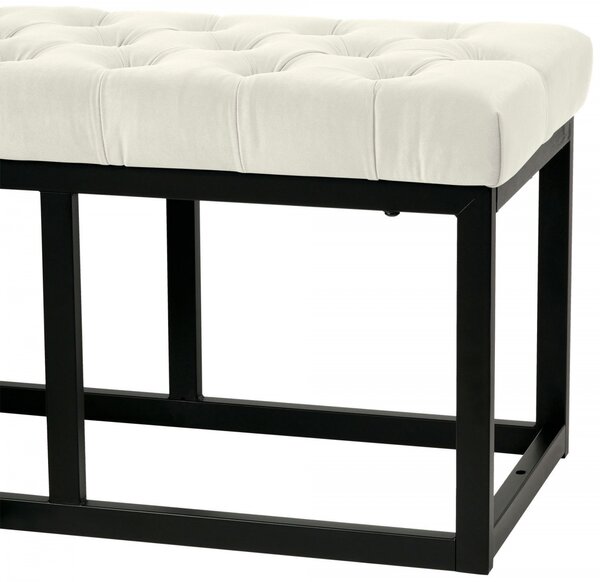 Lavice Polson - samet, černá 120 cm - Krémová