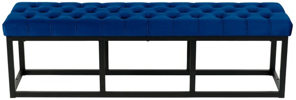 Lavice Polson - samet, černá 150 cm - Modrá