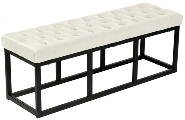 Lavice Polson - samet, černá 120 cm - Krémová