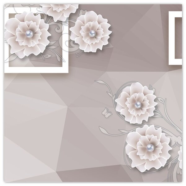 Obraz s béžovými květy (30x30 cm)