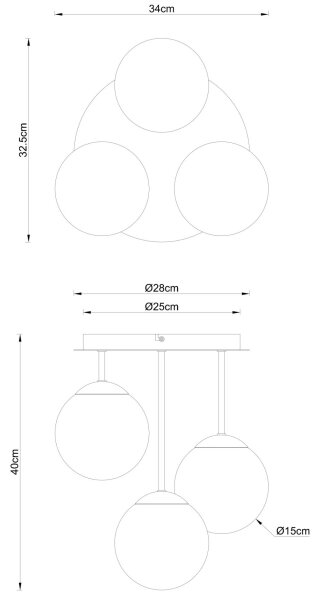 Globo 47441-3S - Přisazený lustr HARMON 3xE14/25W/230V černá