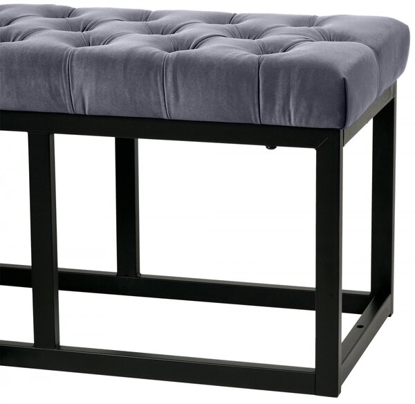Lavice Polson - samet, černá 120 cm - Šedá