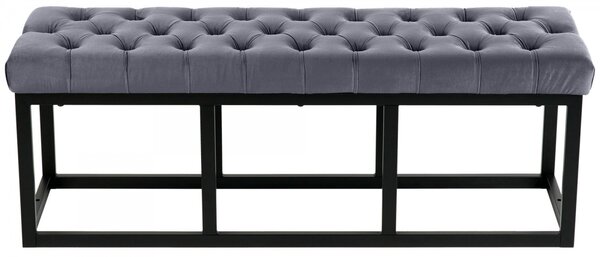 Lavice Polson - samet, černá 120 cm - Šedá