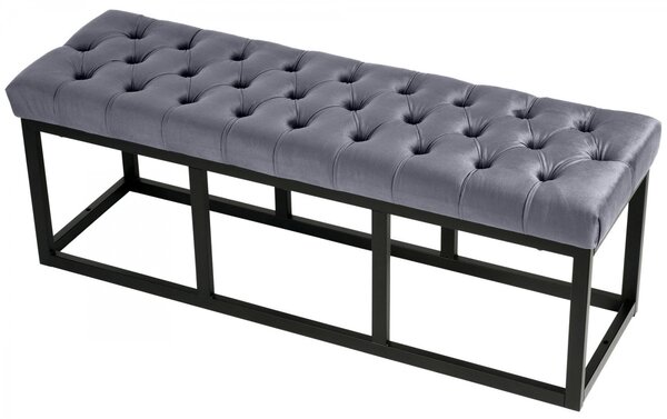 Lavice Polson - samet, černá 120 cm - Šedá