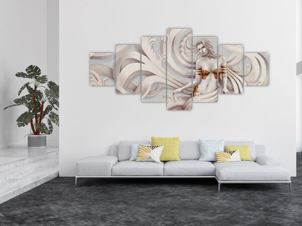 Obraz bohyně s florálním motivem (210x100 cm)