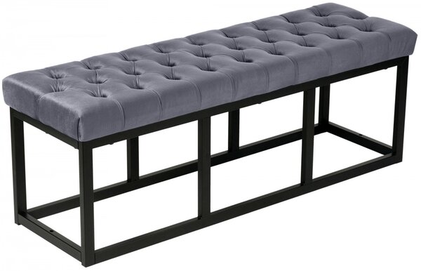 Lavice Polson - samet, černá 120 cm - Šedá