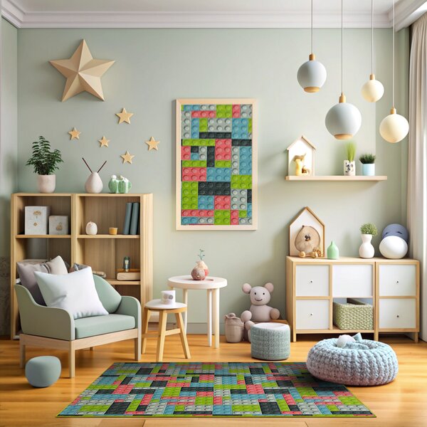 Kobercový ráj Dětský kusový koberec Kostky pastelové lego Rozměr: 100x200 cm