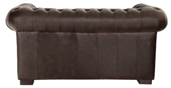 Pohovka dvoumístná Chesterfield Tiffy z pravé hovězí kůže Brown