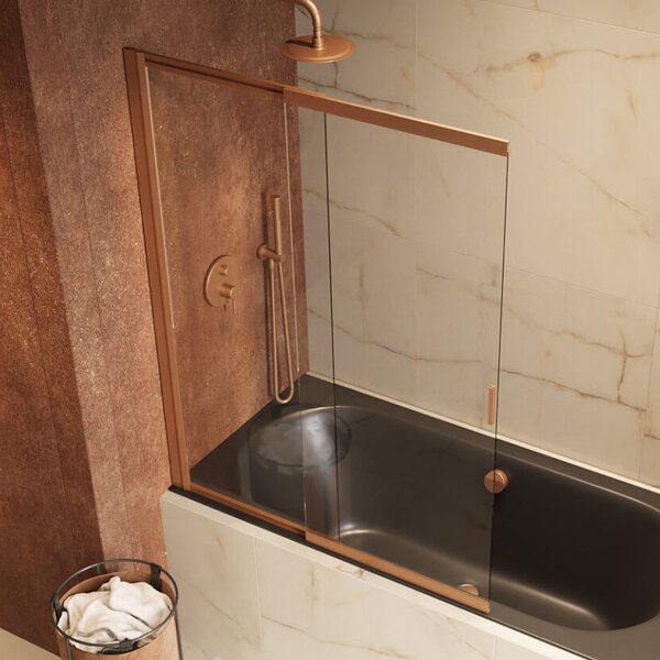 Excellent Liner vanová zástěna 110 cm dvoudílný měděná kartáčovaný/čiré sklo KAEX.2960.1100.LP