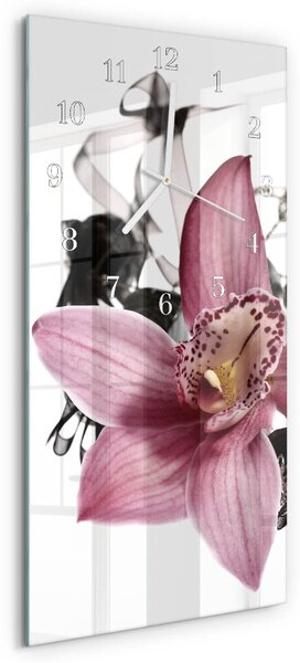 Skleněné hodiny vertikální Orchidej zsppb-30x60-00078800