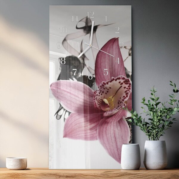 Skleněné hodiny vertikální Orchidej zsppb-30x60-00078800