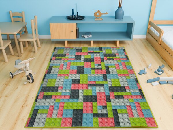 Kobercový ráj Dětský kusový koberec Kostky pastelové lego Rozměr: 100x200 cm