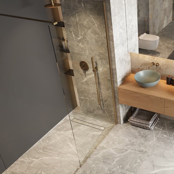 Excellent Vidoq sprchová zástěna walk-in 100 cm měděná kartáčovaný/průhledné sklo KAEX.1506.1000.LP.CB