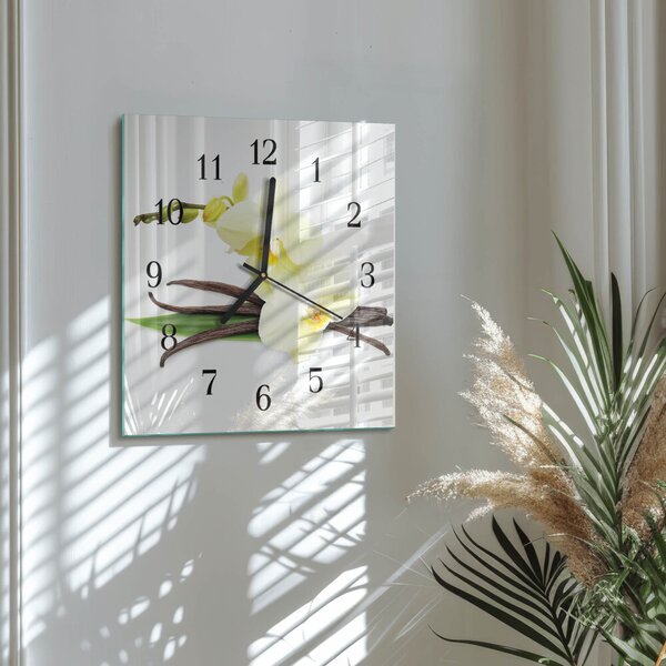 Skleněné hodiny na stěnu Vanilková orchidej zskc-30x30-00178198