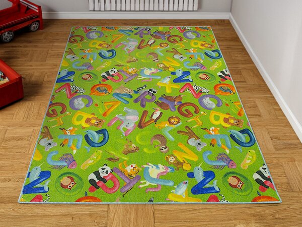 Kobercový ráj Dětský kusový koberec Alfabet 12 zelený Rozměr: 100x200 cm