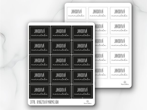 Etikety Jahodová marmeláda 60x40 mm 15ks Barva: Černá