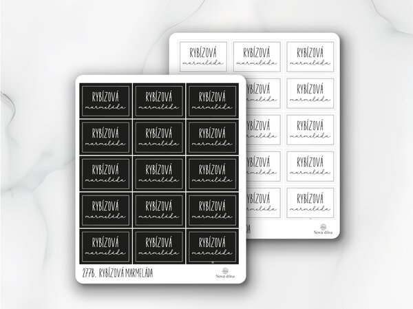 Etikety Rybízová marmeláda 60x40 mm 15ks Barva: Černá