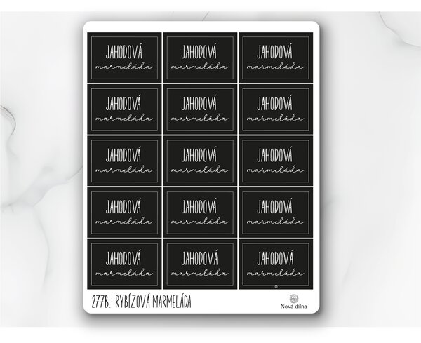 Etikety Jahodová marmeláda 60x40 mm 15ks Barva: Černá