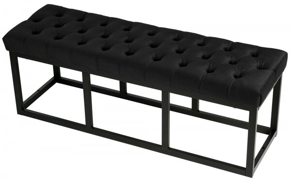 Lavice Polson - samet, černá 120 cm - Černá