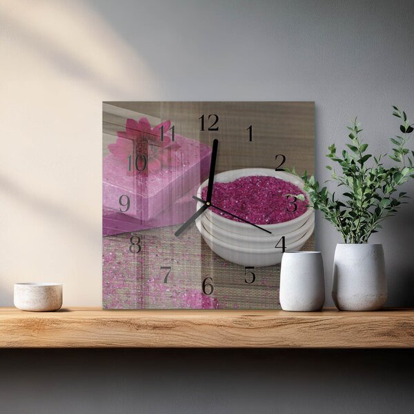 Skleněné hodiny na stěnu Květ zskc-30x30-00177810